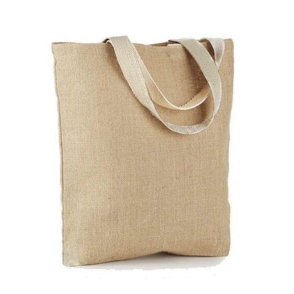Natural Brown Jute Bag without Gusset Jute Strip Handle 290GSM WCC 10KG - 14W x 18H Inch