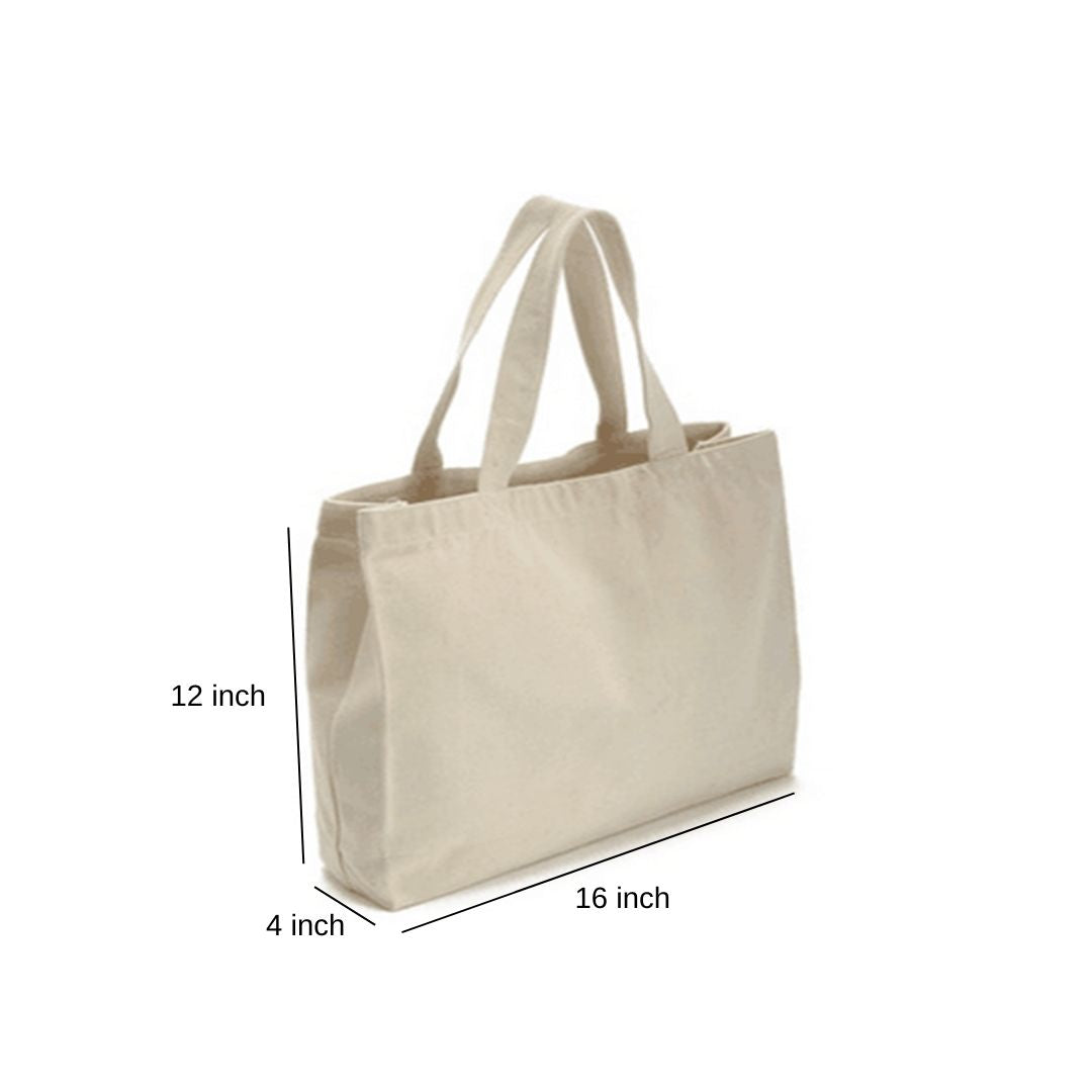 Canvas Bag with Gusset Rope Handle | 350GSM WCC 10KG| 16W x 12H x 4G  | Off White