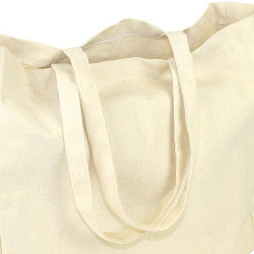 Canvas Bag with Gusset Rope Handle | 350GSM WCC 10KG | 14W x 16H x 4G Inch | Off White