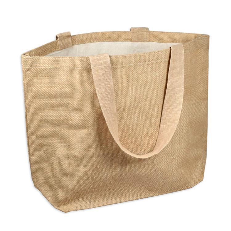 Natural Brown Jute Bag without Gusset Jute Strip Handle 290GSM 10KG - 16W x 14H Inch