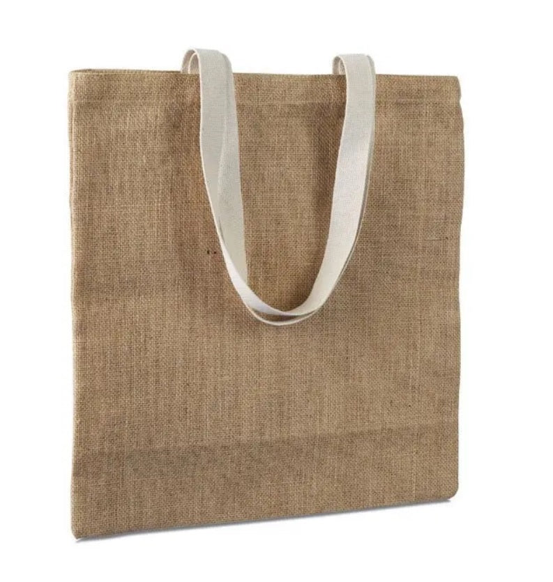 Natural Brown Jute Bag without Gusset Jute Strip Handle 290GSM WCC 10KG - 12W x 12H Inch