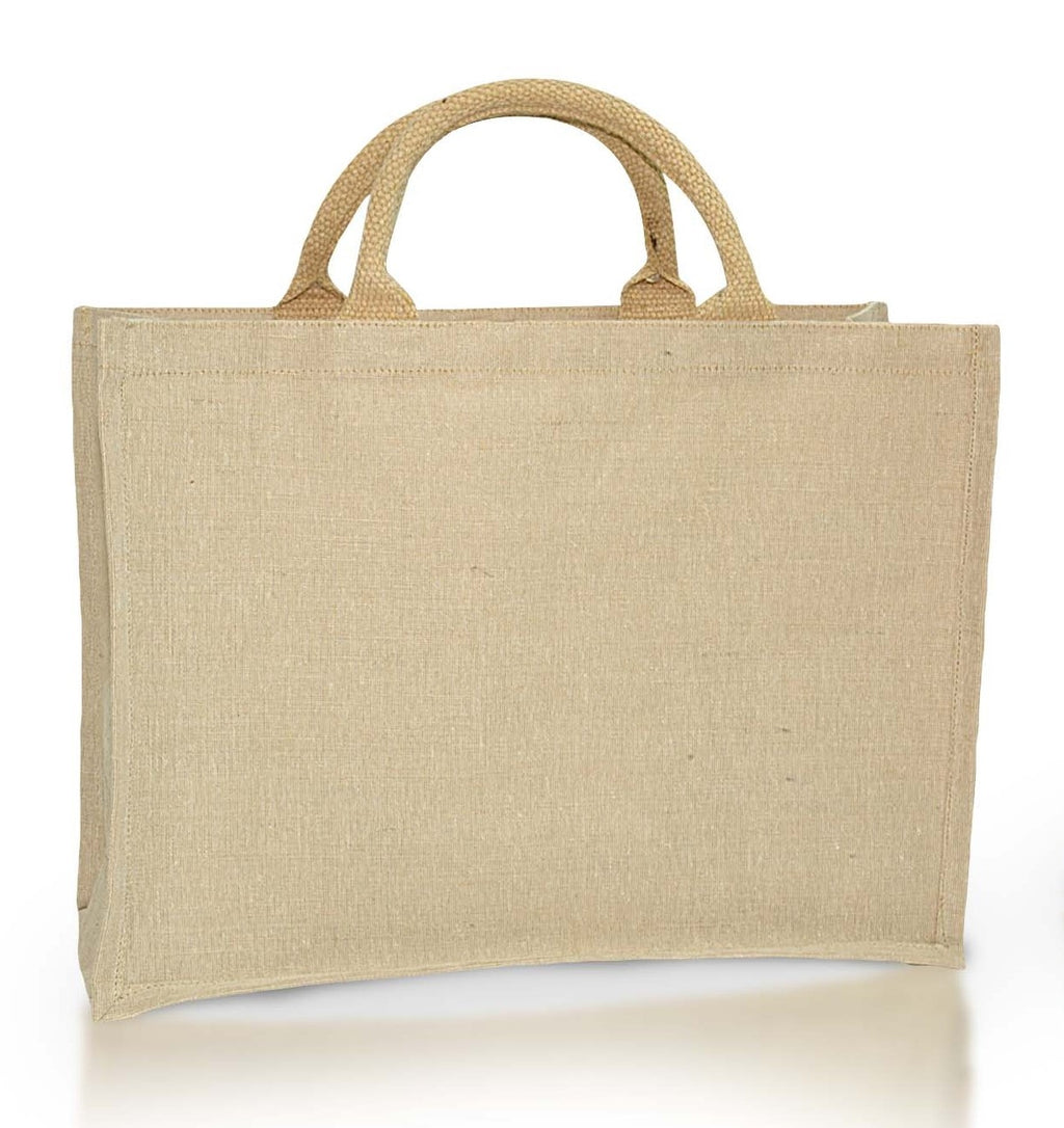 Natural Brown Jute Bag with Gusset Web Padded Handle 290GSM WCC 10KG-14W x 12H x 5G Inch