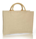 Natural Brown Jute Bag with Gusset Web Padded Handle 290GSM WCC 10KG-14W x 12H x 5G Inch