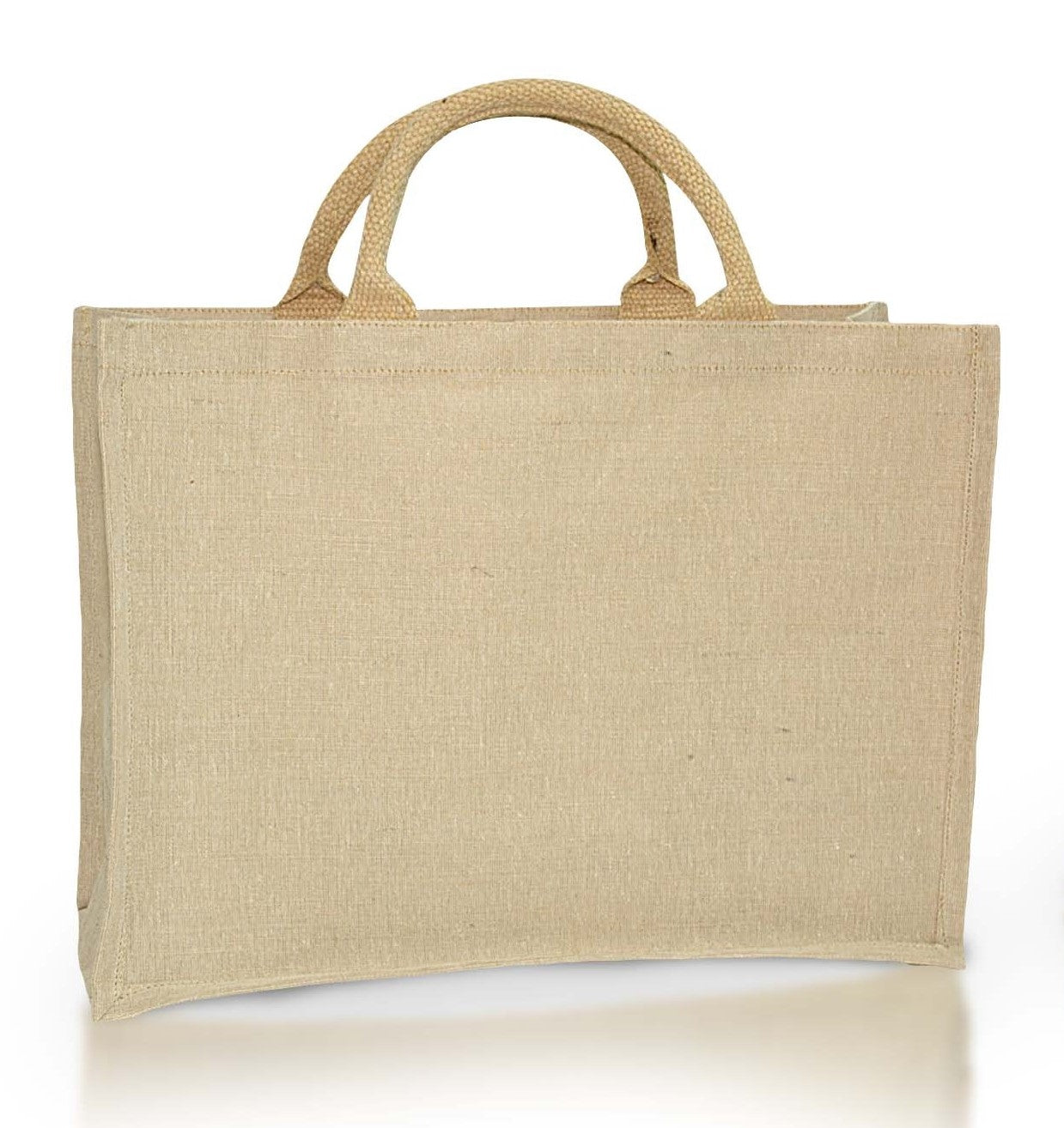 Natural Brown Jute Bag with Gusset Web Padded Handle 290GSM WCC 10KG-14W x 12H x 5G Inch