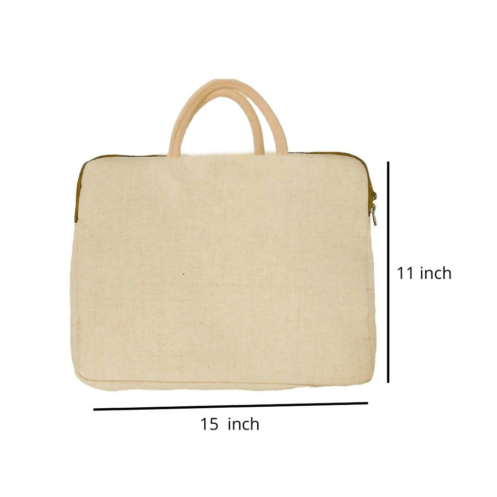 Canvas Office Bag | Single Compartment Cotton Lamination Zip Closure | 250GSM WCC 8KG|15L x 16H x 1.5G | Cream