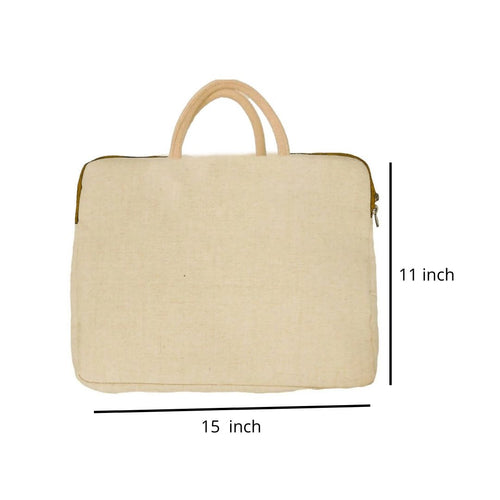Canvas Office Bag | Single Compartment Cotton Lamination Zip Closure | 250GSM WCC 8KG|15L x 16H x 1.5G | Cream