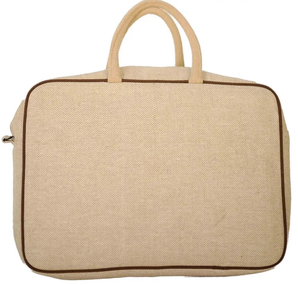 Jute Office Bag | Single Compartment Cotton Lamination Zip Closure | 410GSM WCC 10KG|15L x 11H x 1.5G | Natural
