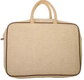 Jute Office Bag | Single Compartment Cotton Lamination Zip Closure | 410GSM WCC 10KG|15L x 11H x 1.5G | Natural