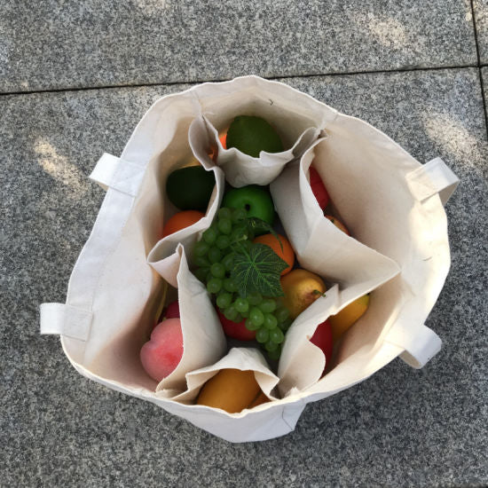 Canvas Grocery Bag | 6 Pocket | 250GSM WCC 5KG|14W x 14H x 6G | Cream