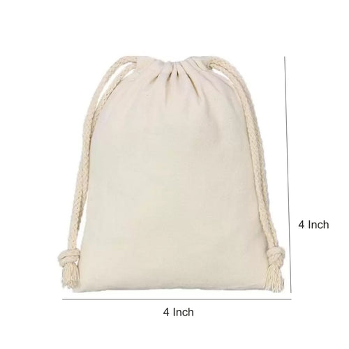 Canvas Pouch with Rope Closure | 250GSM WCC 8KG| 4W x 4H Inch  | Off White