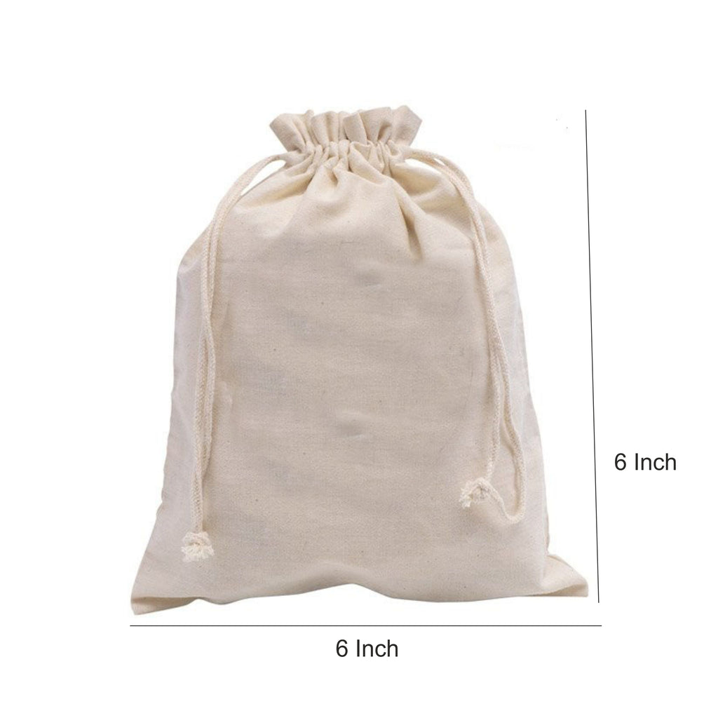 Cotton Pouch with Rope Closure 150GSM WCC 5KG | 6W x 6H Inch | Off White