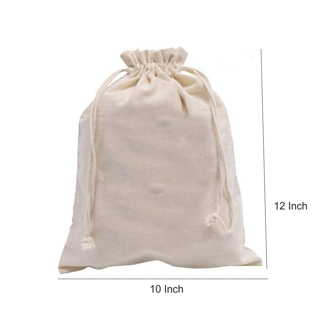 Cotton Pouch with Rope Closure | 150GSM WCC 5KG | 10W x 12H Inch | Off White