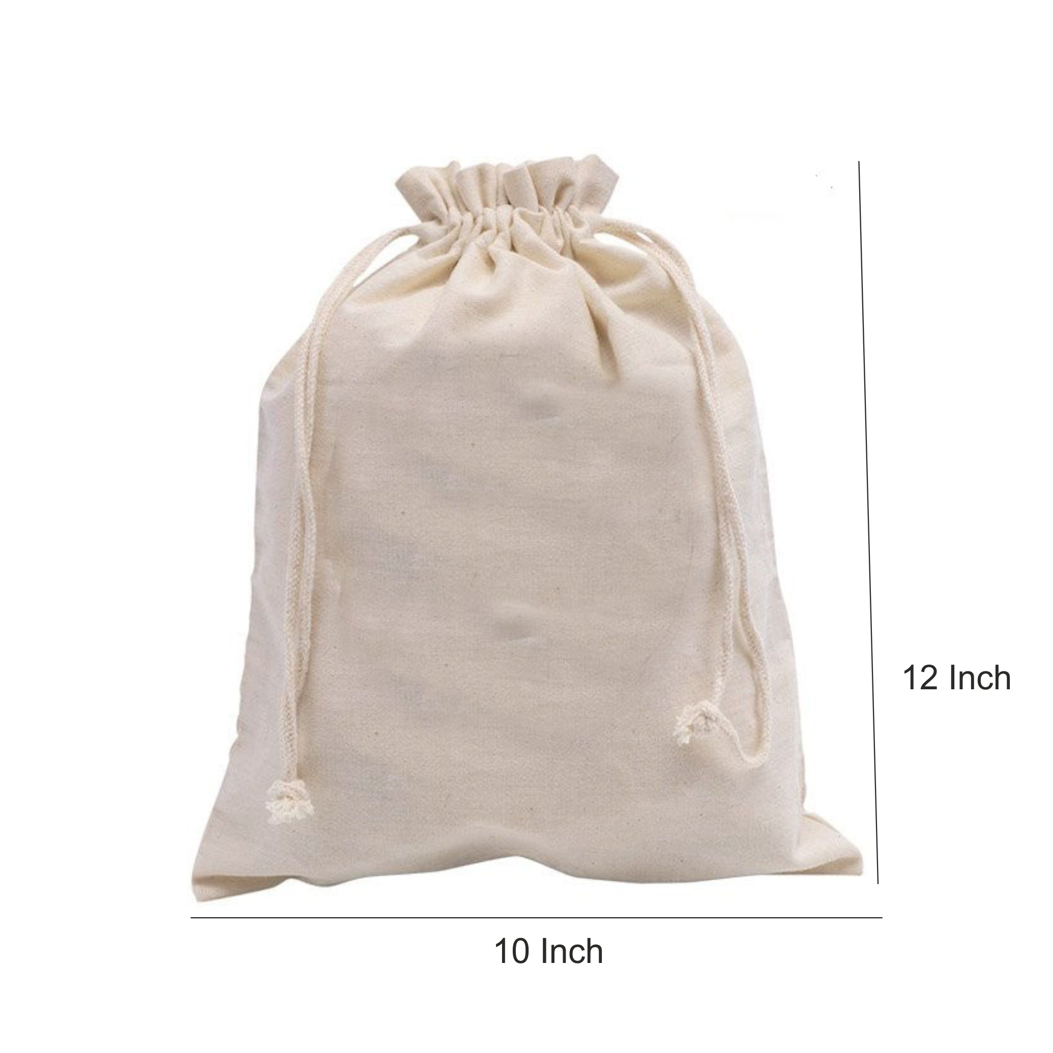 Cotton Pouch with Rope Closure | 150GSM WCC 5KG | 10W x 12H Inch | Off White