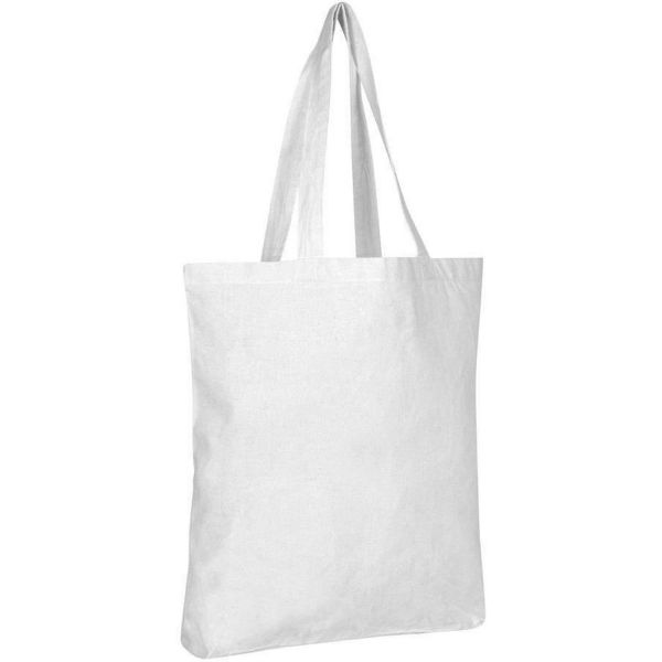 White Cotton Bag without Gusset Rope Handle 200GSM WCC 6KG - 10W x 12H Inch