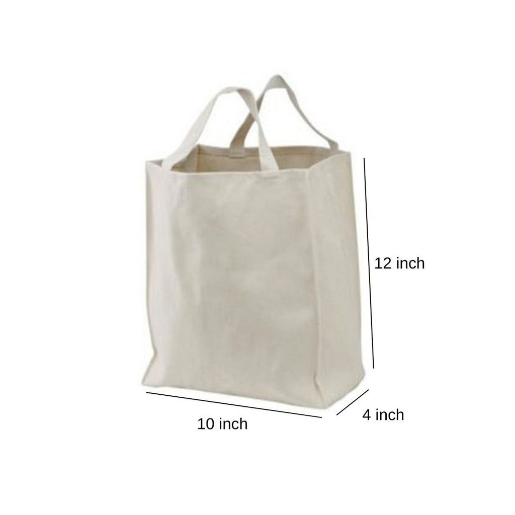 White Cotton Bag with Gusset Rope Handle 150GSM WCC 5KG - 10W x 12H x 4G Inch