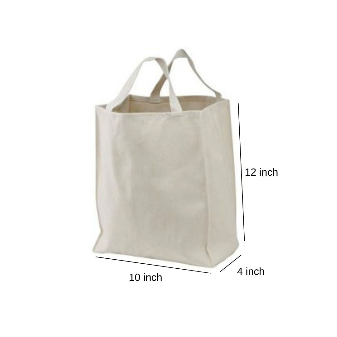 White Cotton Bag with Gusset Rope Handle 150GSM WCC 5KG - 10W x 12H x 4G Inch