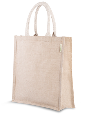 Natural Brown Jute Bag with Gusset Web Padded Handle 290GSM WCC 10KG - 12W x 10H x 5G Inch