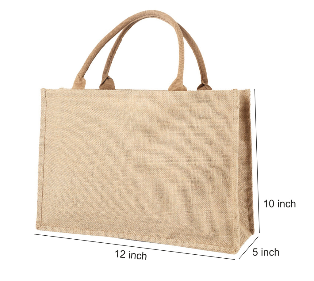 Natural Brown Jute Bag with Gusset Web Padded Handle 290GSM WCC 10KG - 12W x 10H x 5G Inch
